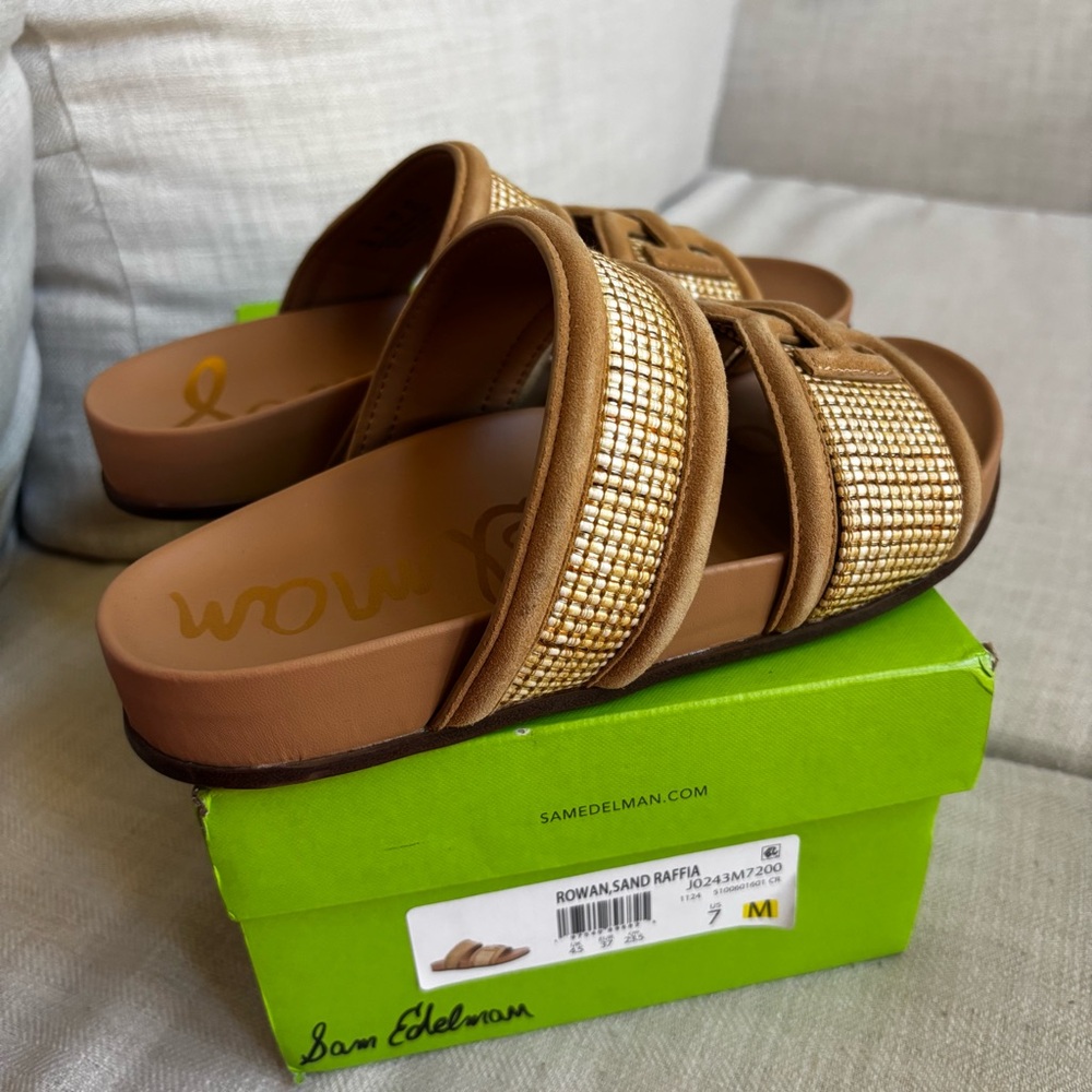 Sam Edelman Women's Rowan Sand Raffia Slide Sandal Size 7m - Picture 3 of 12